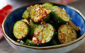 Colorful and fresh Asian salad with vegetables and flavorful dressing