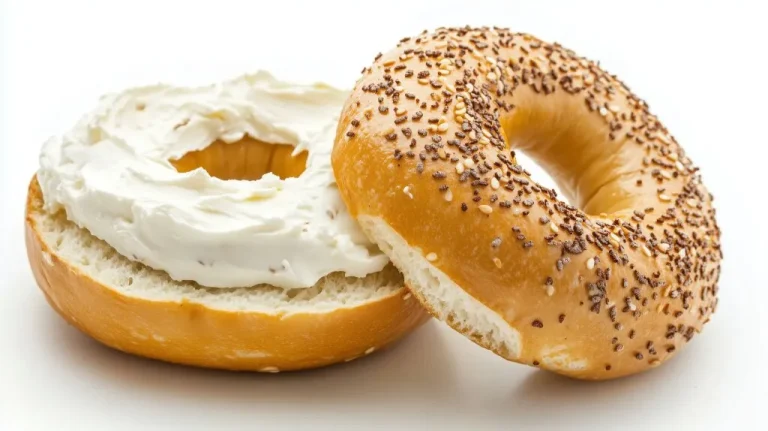 Freshly baked bagels with a variety of cream cheese toppings, including sweet, savory, and healthy blends for a perfect breakfast.