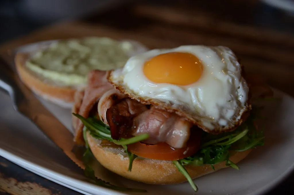 Panera-style Bacon, Egg & Cheese on a toasted brioche bun – a classic breakfast favorite.