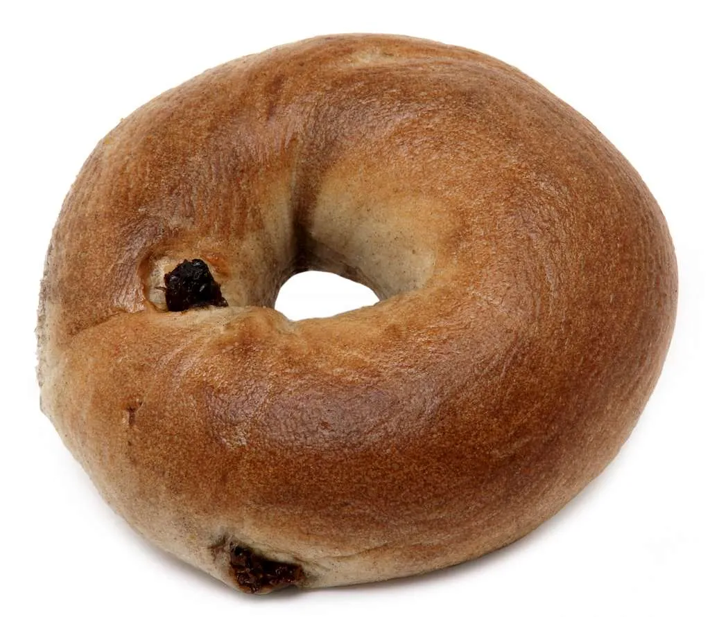 Bagel dough mixed with plump raisins and ground cinnamon ready for kneading