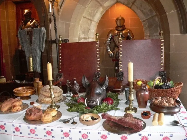 medieval recipes: pottage, roasted meat, honey cakes, and mulled wine