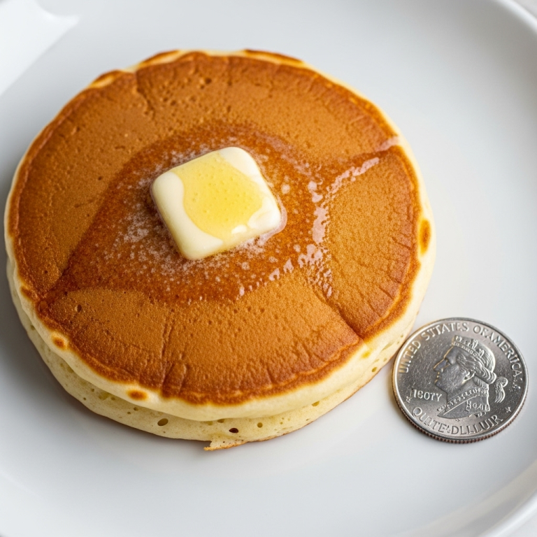 Close-up of soft, airy buttermilk pancakes served with butter, syrup, and a side of fresh fruit for breakfast