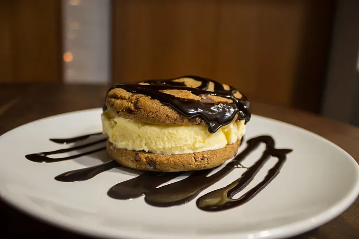 Homemade ice cream sandwich cut into perfect squares using TikTok’s viral ice cream block hack