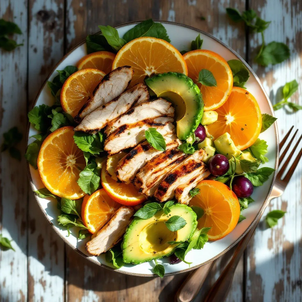 Healthy citrus salad topped with homemade honey dressing, perfect for summer meals.