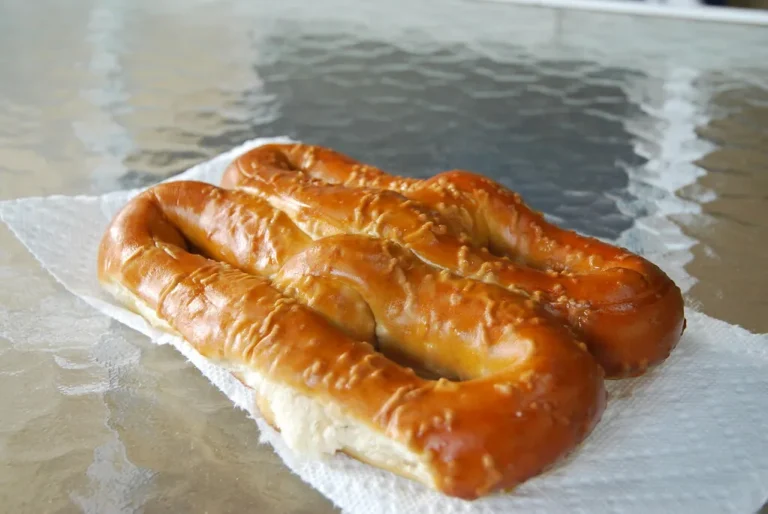 Close-up of soft, chewy Philly pretzels freshly baked at home